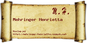 Mehringer Henrietta névjegykártya